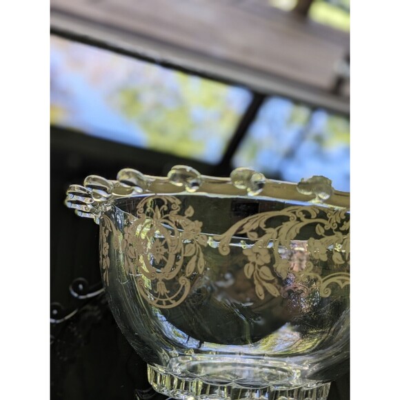 Heisey Lariat SilverOverlay “The Classic Butterfly” Vtg Glass Mayonnaise 7" Bowl - Picture 5 of 15